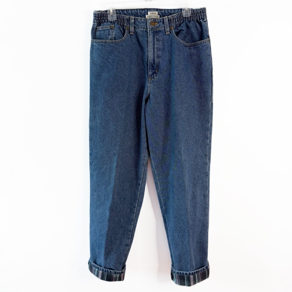 Vintage‎ 80s 90s L.L. Bean Original Fit Relaxed Plaid Flannel-Lined Jeans 12 MT